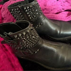 ASH Boots Black Studded Ankle Booties size 8